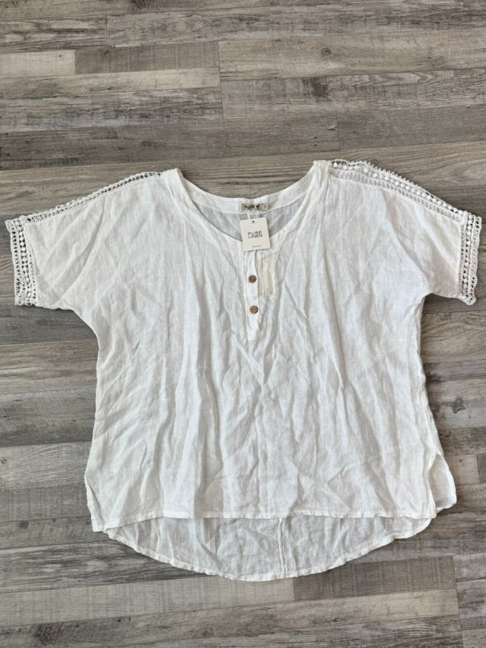 Alessia Pacini NWT white 100% linen top made in Italy size 1X J45